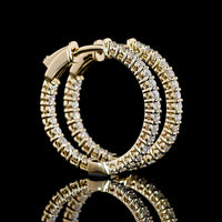 14K White Gold 0.96 Carats Total Weight Huggie Earrings with Round Brilliant Lab Diamonds and Prong Setting (E-F Color, VS1 Clarity) - Covaloro Fine Jewelry