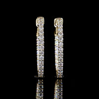 14K White Gold 0.96 Carats Total Weight Huggie Earrings with Round Brilliant Lab Diamonds and Prong Setting (E-F Color, VS1 Clarity) - Covaloro Fine Jewelry