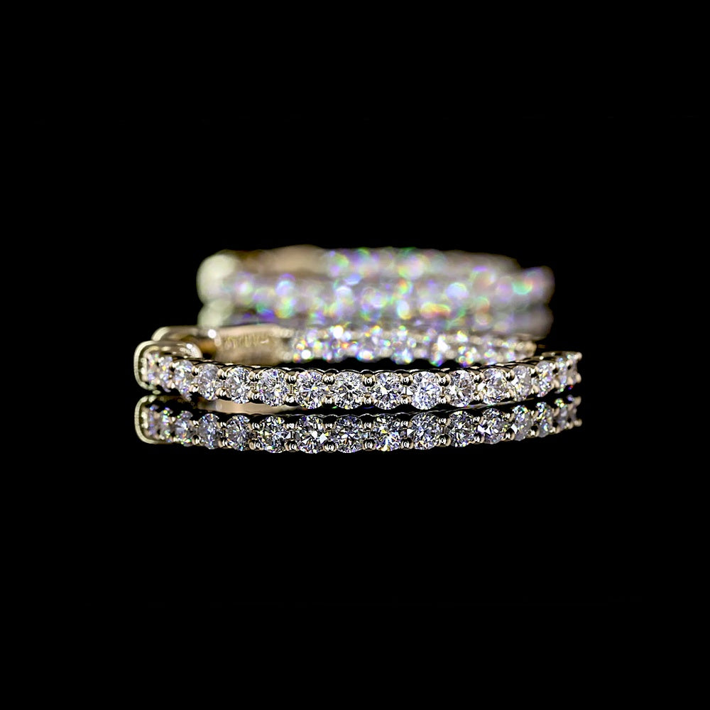 14K White Gold 0.96 Carats Total Weight Huggie Earrings with Round Brilliant Lab Diamonds and Prong Setting (E-F Color, VS1 Clarity) - Covaloro Fine Jewelry
