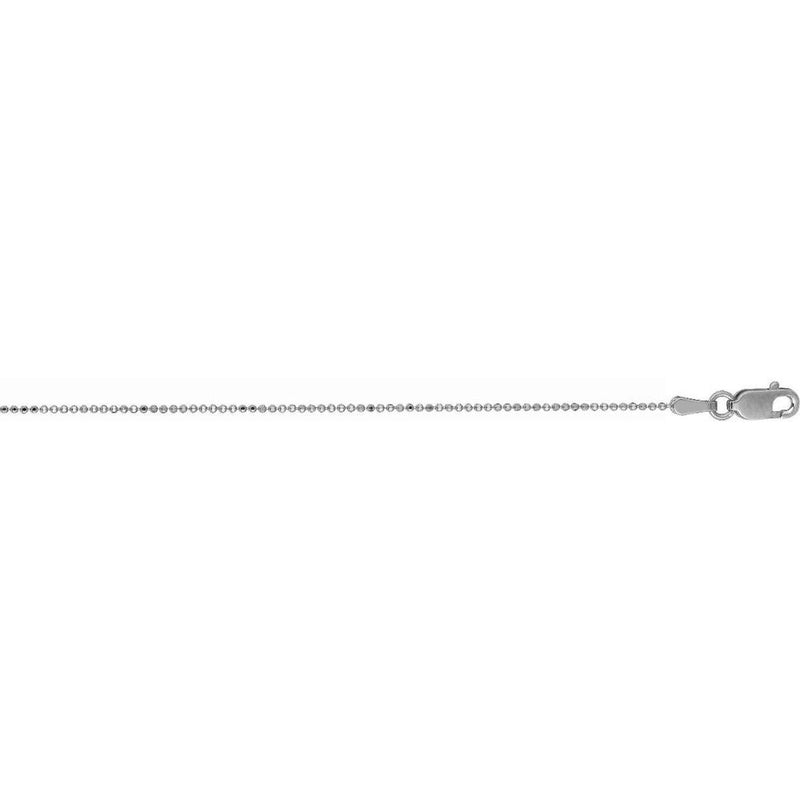 14K White Gold 0.9mm Diamond Cut Bead Chain Necklace - 20" by Orozza Fine Jewelry