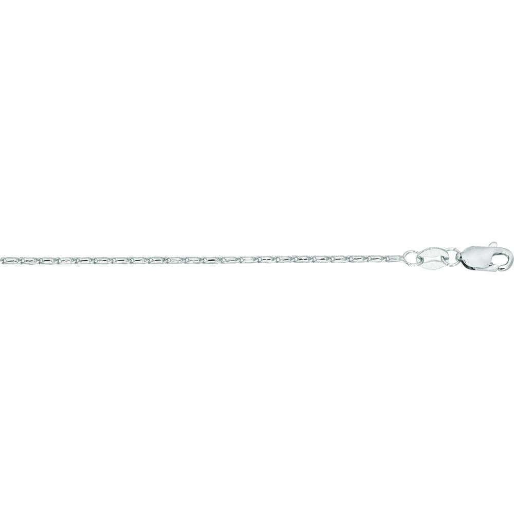 14K White Gold 0.9mm Lumina Chain Necklace - 20" with Diamond-Cut Textured Finish by Orozza Fine Jewelry