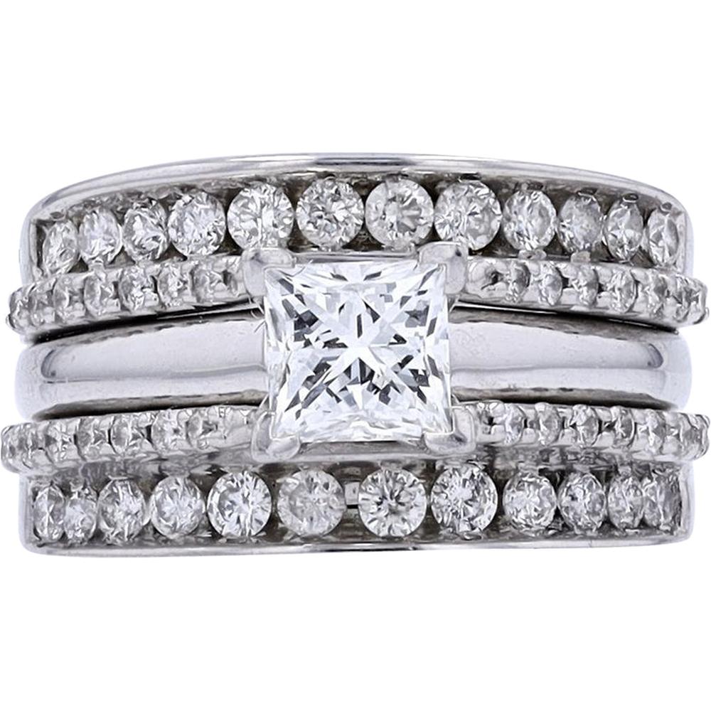 14K White Gold Carat Leo Diamond Princess Cut Bridal Set