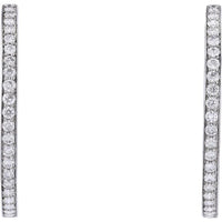 14K White Gold 1.00 Carat Diamond Hoop Earrings