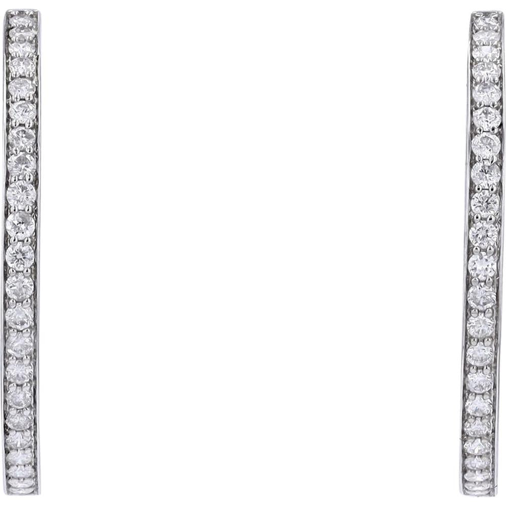 14K White Gold 1.00 Carat Diamond Hoop Earrings