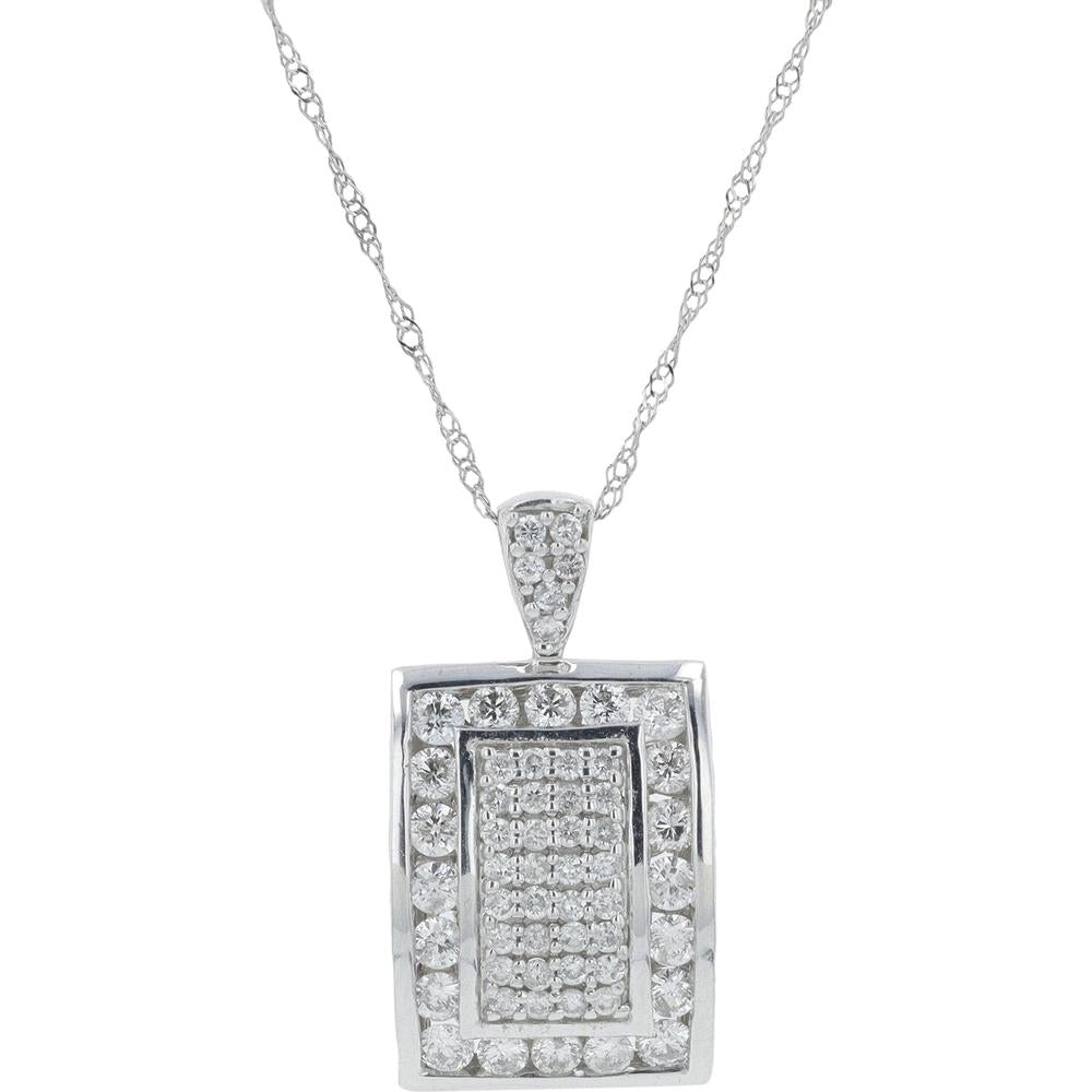 14K White Gold 1.00 Carat Diamond Pendant with Milgrain Detail