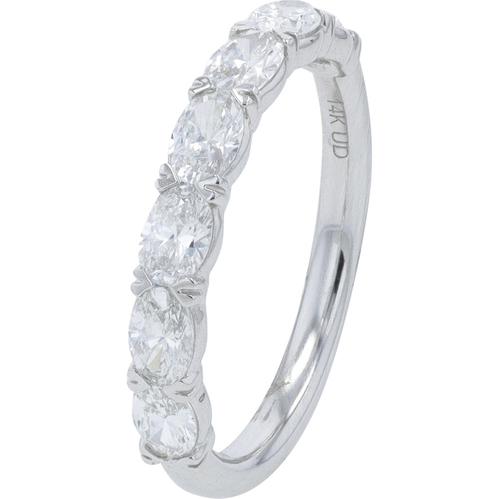 14K White Gold 1.00 Carat Lab Grown Diamond Band with Prong Set Round Diamonds