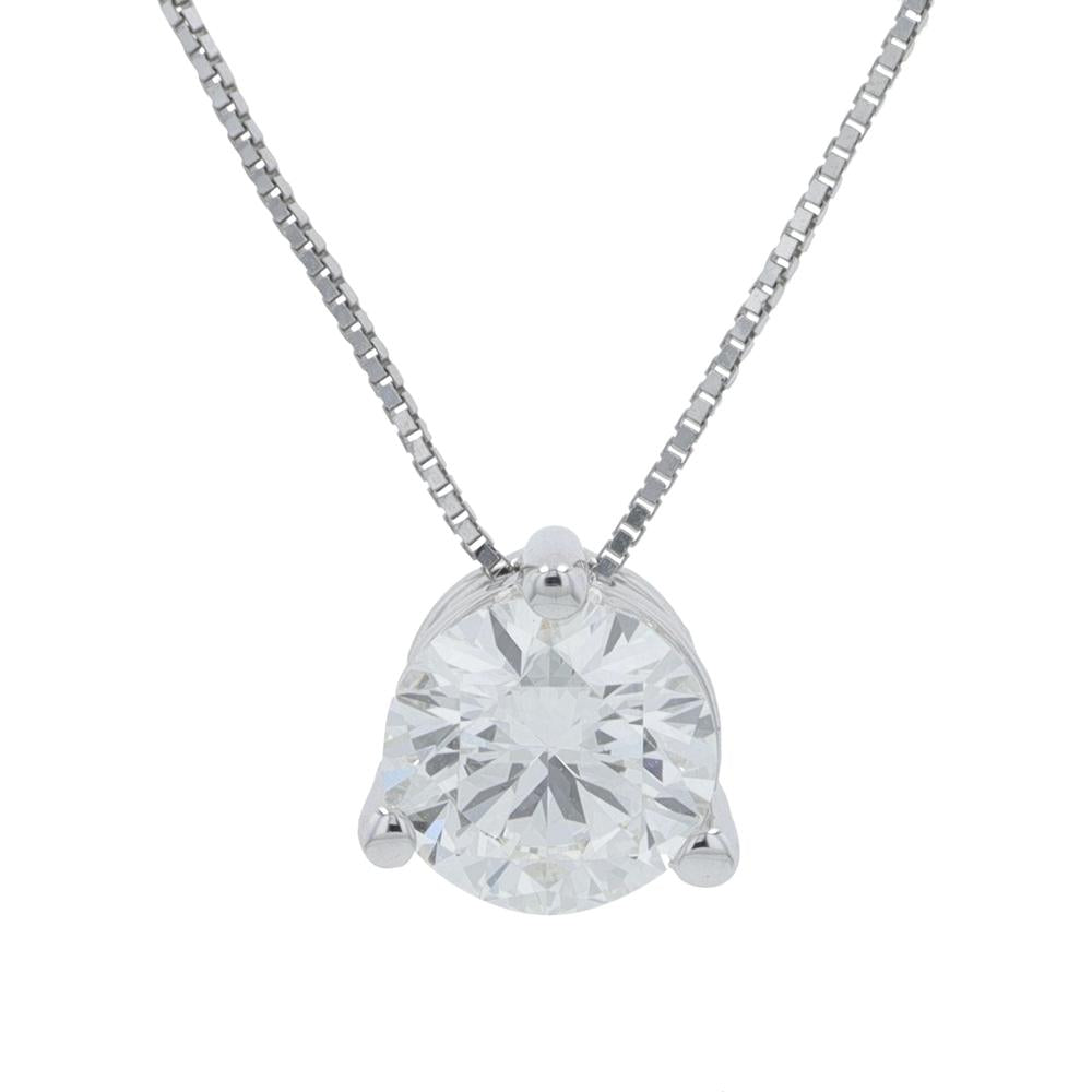 14K White Gold 1.00 Carat Lab Grown Round Diamond Solitaire Pendant
