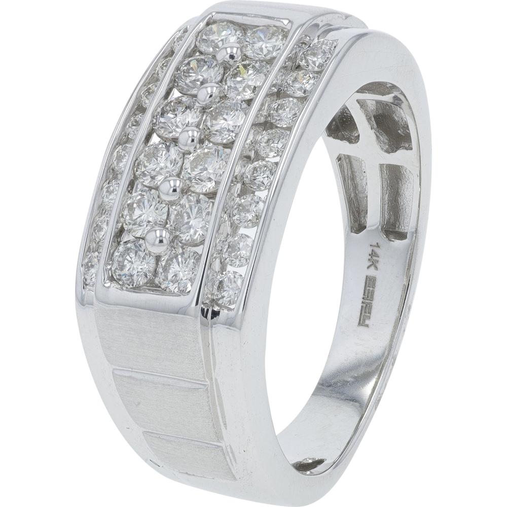 14K White Gold 1.00 Carat Pave-Set Round Diamond Men's Band by EFFY