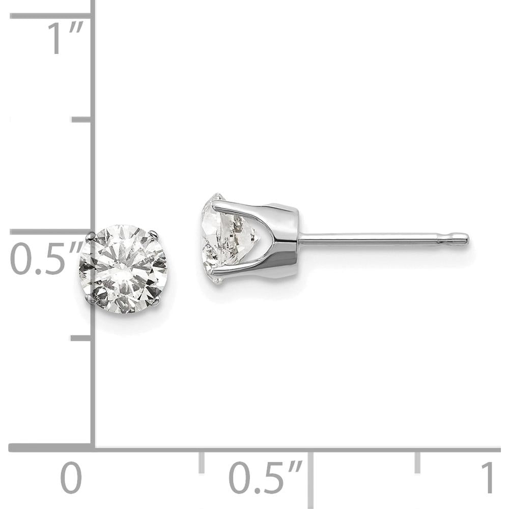 14K White Gold 1.00 Carat Round Diamond Stud Earrings - I2 K-L Clarity by 0