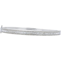 14K White Gold 1.00 Carat Total Diamond Bangle - Classic Elegant Wrist Bracelet