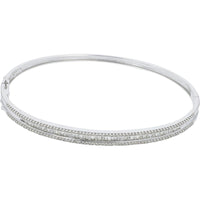 14K White Gold 1.00 Carat Total Diamond Bangle - Classic Elegant Wrist Bracelet