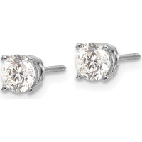 14K White Gold 1.00 Carat Total Diamond Stud Earrings with Round Diamonds and Rhodium Plating - 5mm by 0