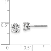 14K White Gold 1.00 Carat Total Diamond Stud Earrings with Round Diamonds and Rhodium Plating - 5mm by 0