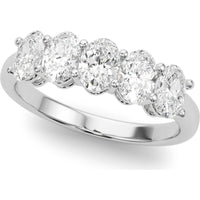 14K White Gold 1.00 Carat Total Weight Lab Diamond 5 Stone Oval Ring - Size 7 by Robinson's Jewelers