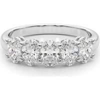 14K White Gold 1.00 Carat Total Weight Lab Diamond 5 Stone Oval Ring - Size 7 by Robinson's Jewelers