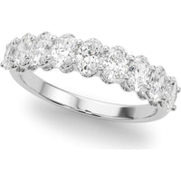 14K White Gold 1.00 Carat Total Weight Lab Diamond 9 Stone Band Oval Ring - Size 7 by Robinson's Jewelers