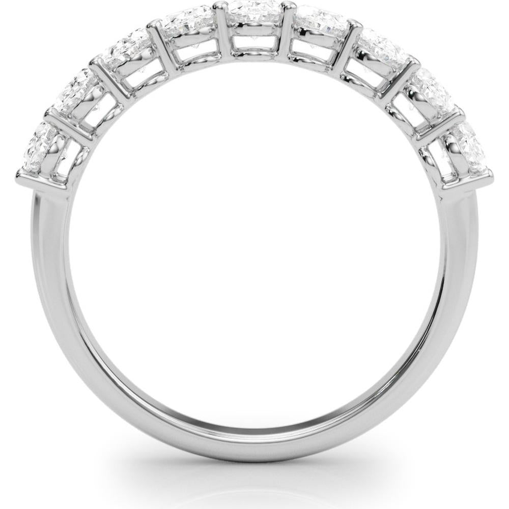 14K White Gold 1.00 Carat Total Weight Lab Diamond 9 Stone Band Oval Ring - Size 7 by Robinson's Jewelers