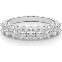 14K White Gold 1.00 Carat Total Weight Lab Diamond 9 Stone Band Oval Ring - Size 7 by Robinson's Jewelers
