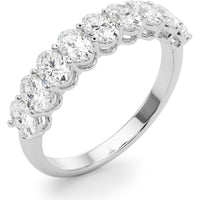 14K White Gold 1.00 Carat Total Weight Lab Diamond 9 Stone Band Oval Ring - Size 7 by Robinson's Jewelers
