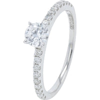 14K White Gold 1.00 Carat Total Weight Lab-Grown Diamond Bridal Set with Round Brilliant Center Stone and Shared-Prong Diamond Bands
