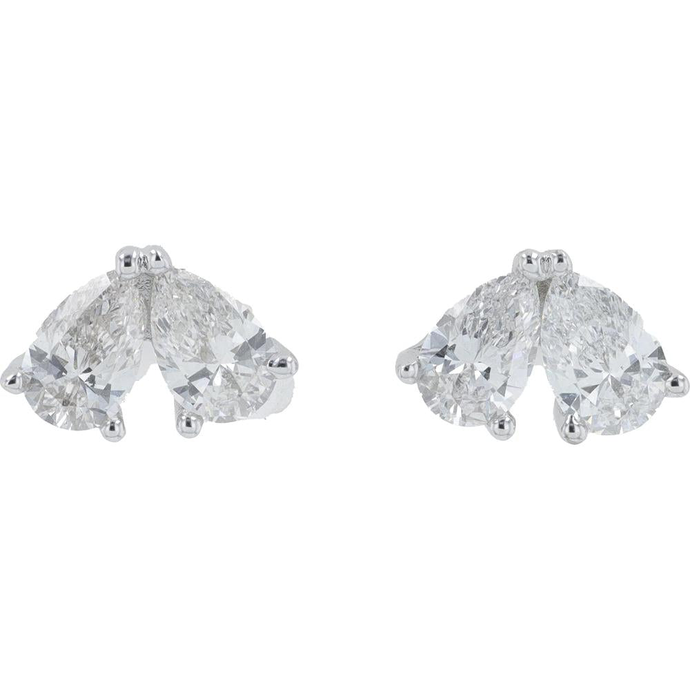 14K White Gold 1.00 Carat Two Stone Lab Grown Diamond Earrings