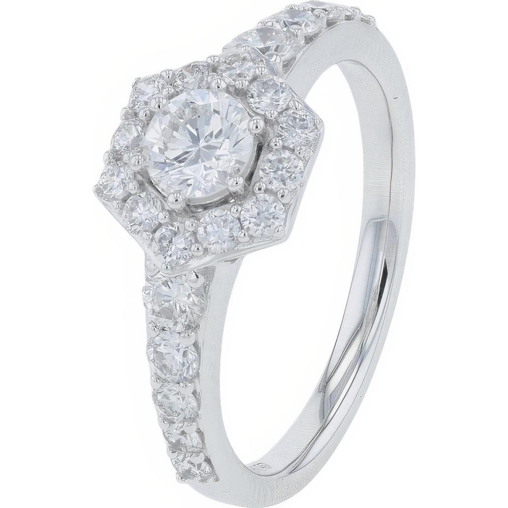 14K White Gold 1.00 Carats Lab Grown Diamond Halo Engagement Ring