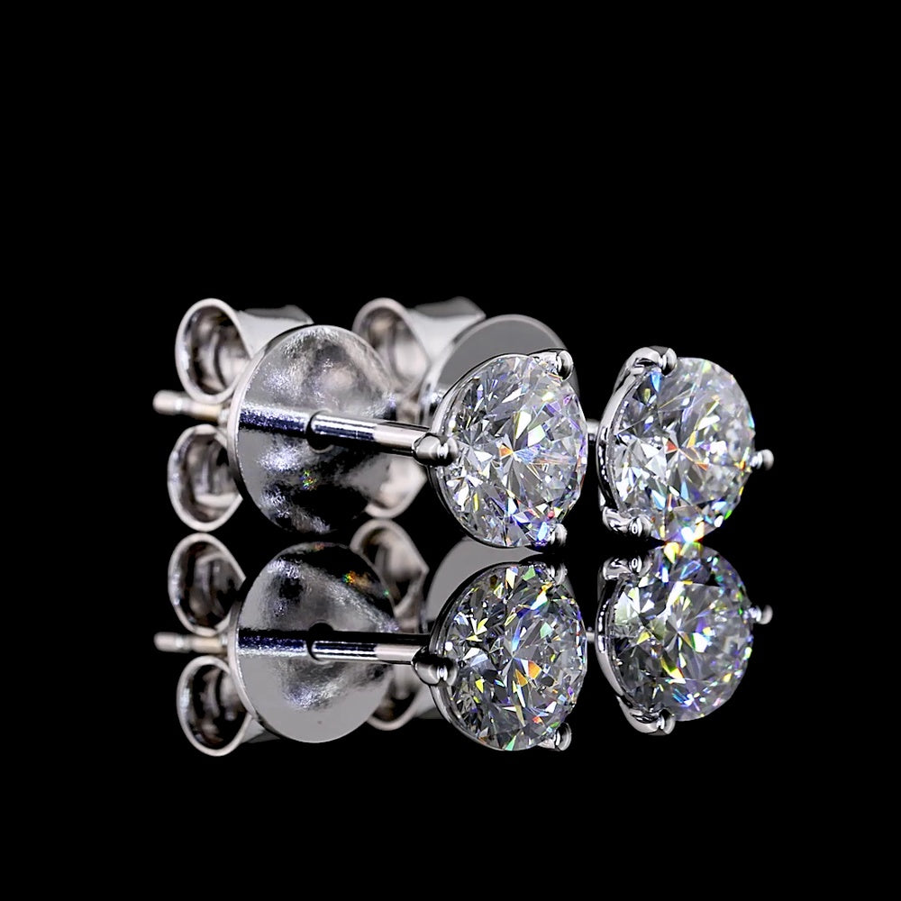 14K White Gold 1.01 Carat Total Weight Round Brilliant Cut Lab Diamond Stud Earrings with E-F VS2 Quality - Covaloro Fine Jewelry