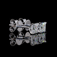 14K White Gold 1.02 Carat Total Weight Princess Cut Lab Diamond Stud Earrings with Push Backs - E-F Color VS Clarity - Covaloro Fine Jewelry