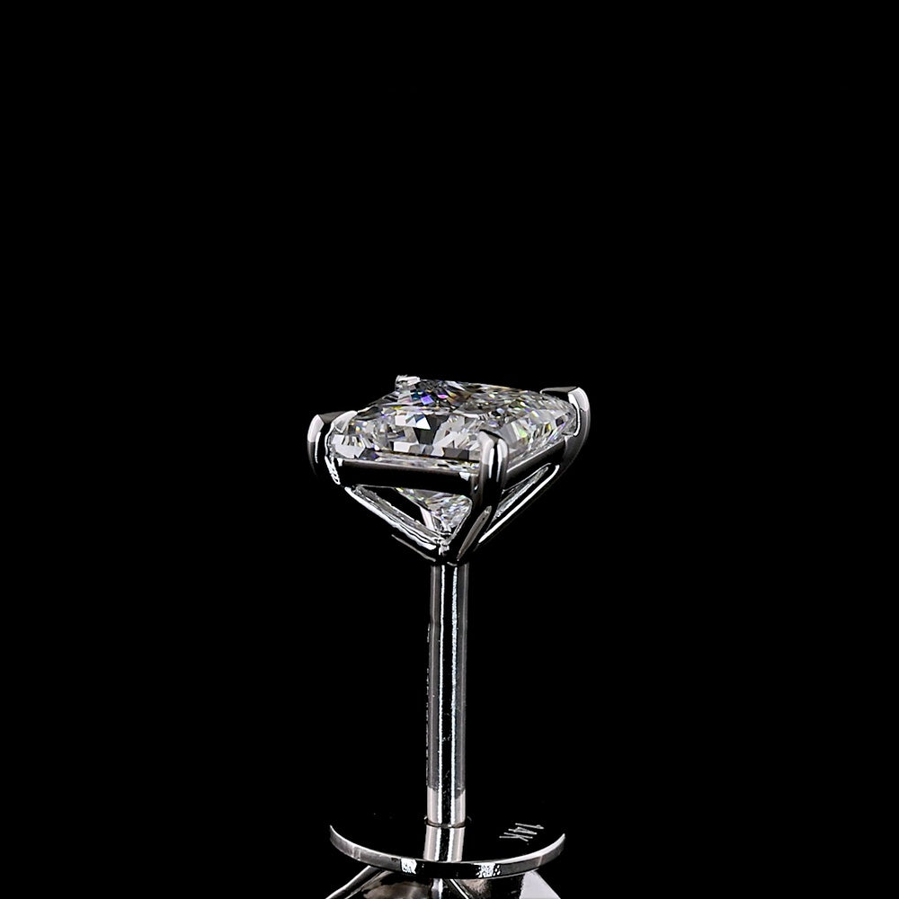 14K White Gold 1.02 Carat Total Weight Princess Cut Lab Diamond Stud Earrings with Push Backs - E-F Color VS Clarity - Covaloro Fine Jewelry