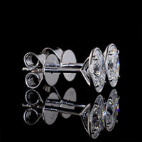 14K White Gold 1.04cttw Oval Lab Diamond Stud Earrings with Bezel-Prong Milgrain Setting and Friction Backs - Covaloro Fine Jewelry