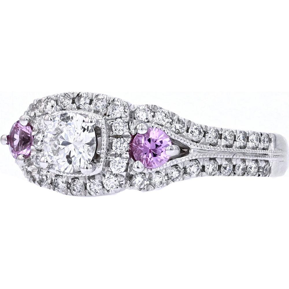 14K White Gold 1.05 Carat Diamond Engagement Ring with 0.30 Carat Total Accents