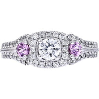 14K White Gold 1.05 Carat Diamond Engagement Ring with 0.30 Carat Total Accents