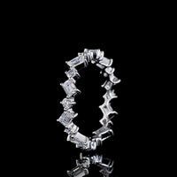14K White Gold 1.06 Carats Alternating Emerald Cut and Round Brilliant Lab Diamond Eternity Band - Covaloro Fine Jewelry