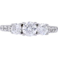 14K White Gold 1 1/2 Carat Total Weight Three Stone Diamond Engagement Ring
