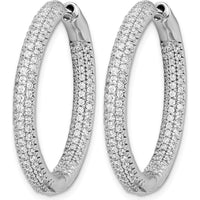 14K White Gold 1 1/2 Carat Weight In & Out Hoop Diamond Earrings - 1.5 Carat Total Diamond Weight by Monteluci Fine Jewelry