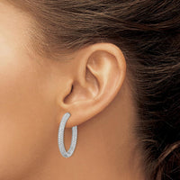 14K White Gold 1 1/2 Carat Weight In & Out Hoop Diamond Earrings - 1.5 Carat Total Diamond Weight by Monteluci Fine Jewelry