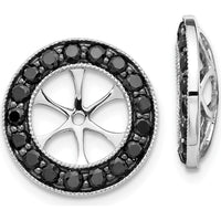 14K White Gold 1-1/6 Carats Black Diamond Cluster Earring Jackets - Rhodium Plated, Set of 34 Diamonds by Monteluci Fine Jewelry