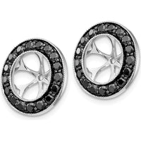 14K White Gold 1-1/6 Carats Black Diamond Cluster Earring Jackets - Rhodium Plated, Set of 34 Diamonds by Monteluci Fine Jewelry