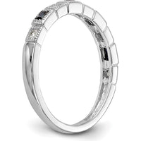 14K White Gold 1/10 Carat Diamond and Blue Sapphire Tapered Band Ring by 0
