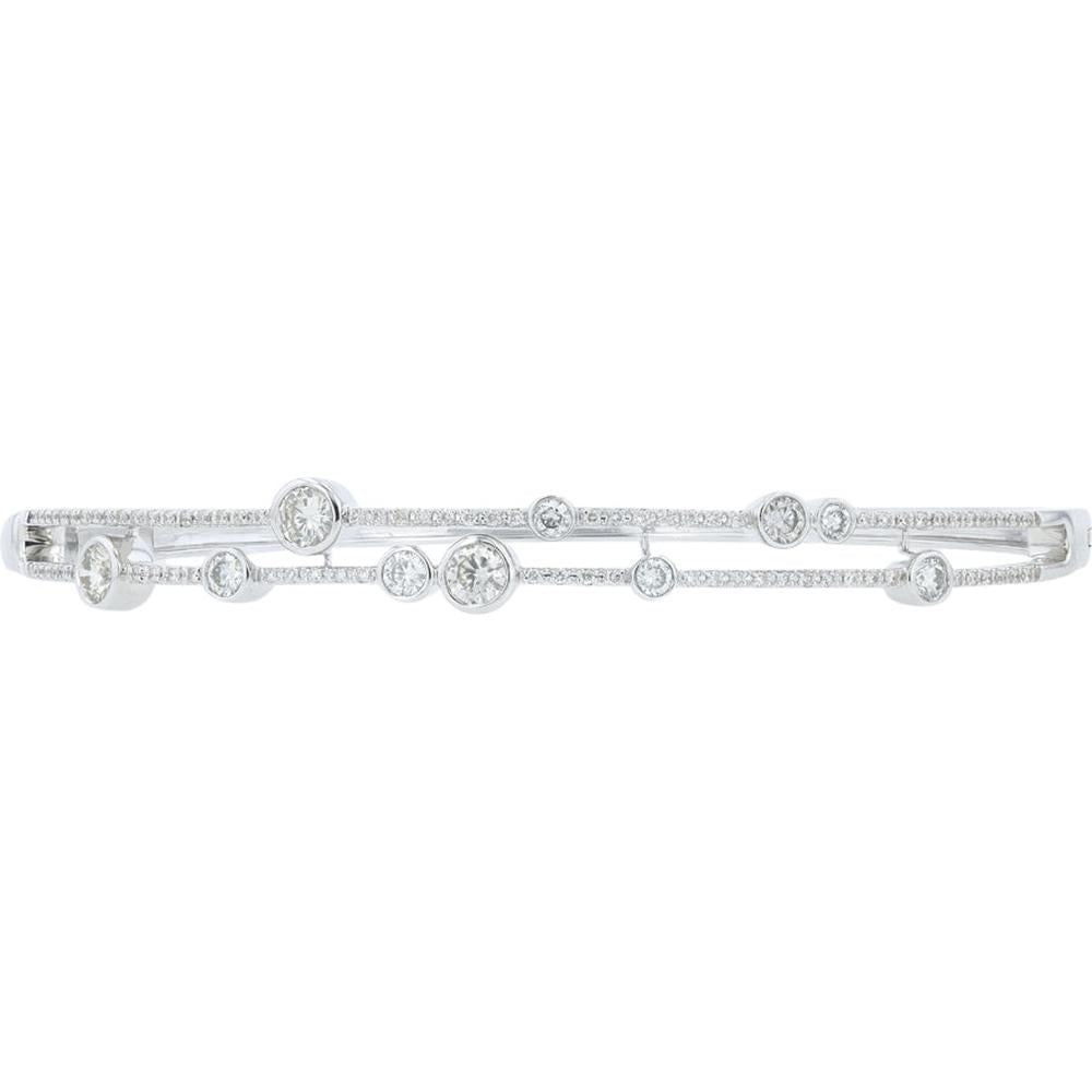 14K White Gold 1.10 Carat Diamond Bangle with Milgrain Detail