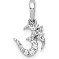 14K White Gold 1/10 Carat Diamond Om Symbol Pendant - Spiritual Jewelry with Round Diamonds by Monteluci Fine Jewelry