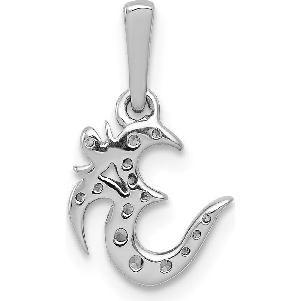 14K White Gold 1/10 Carat Diamond Om Symbol Pendant - Spiritual Jewelry with Round Diamonds by Monteluci Fine Jewelry