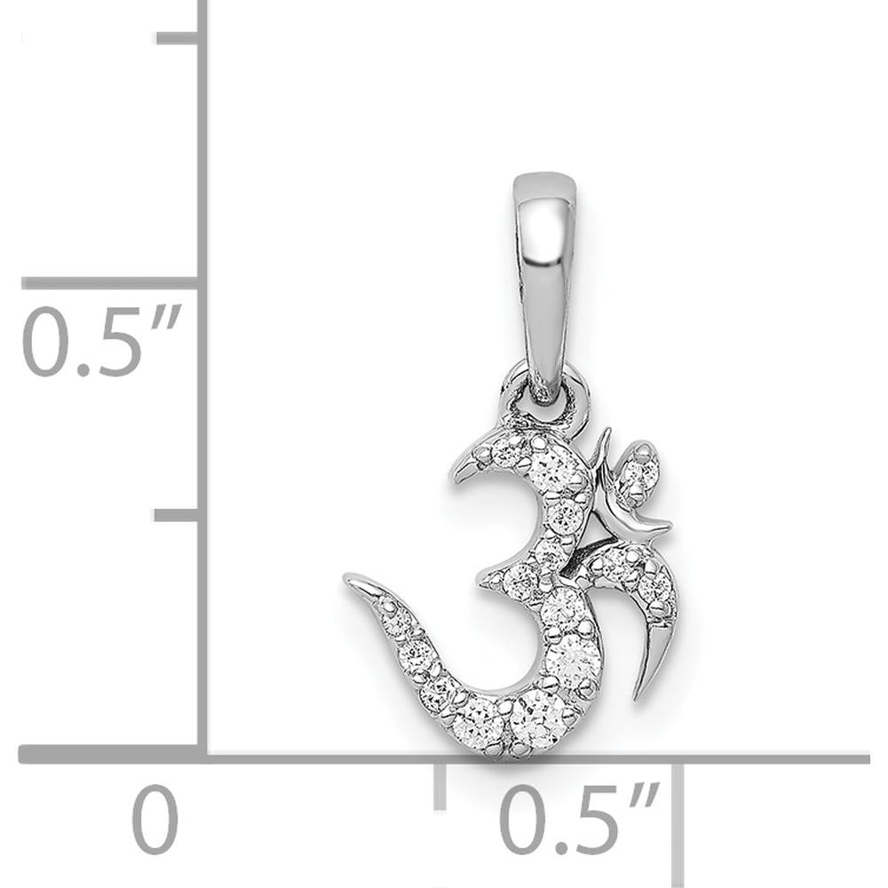 14K White Gold 1/10 Carat Diamond Om Symbol Pendant - Spiritual Jewelry with Round Diamonds by Monteluci Fine Jewelry