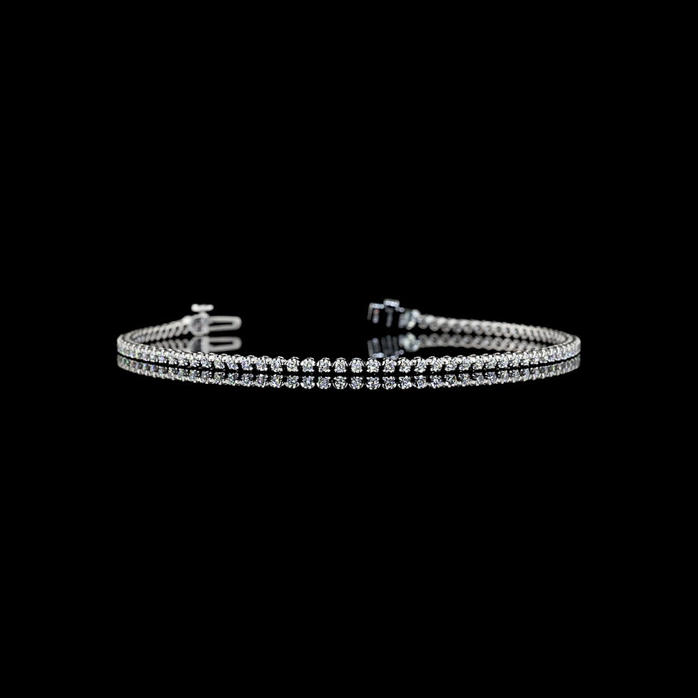 14K White Gold 1.15 Carat Tennis Bracelet with Bezel and Prong Set Round Lab Diamonds - 84 Stones, E-F Color VS Clarity - Covaloro Fine Jewelry