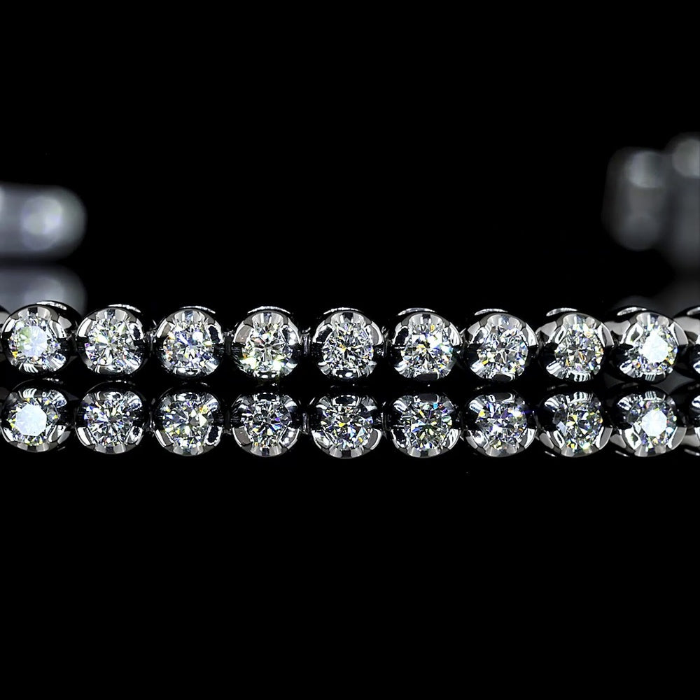 14K White Gold 1.15 Carat Tennis Bracelet with Bezel and Prong Set Round Lab Diamonds - 84 Stones, E-F Color VS Clarity - Covaloro Fine Jewelry