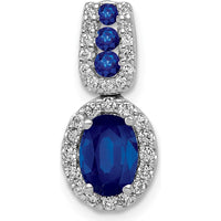 14K White Gold 1.16 Carat Oval Sapphire and Diamond Halo Pendant - 0.17 Carat Total Diamond Weight by Monteluci Fine Jewelry