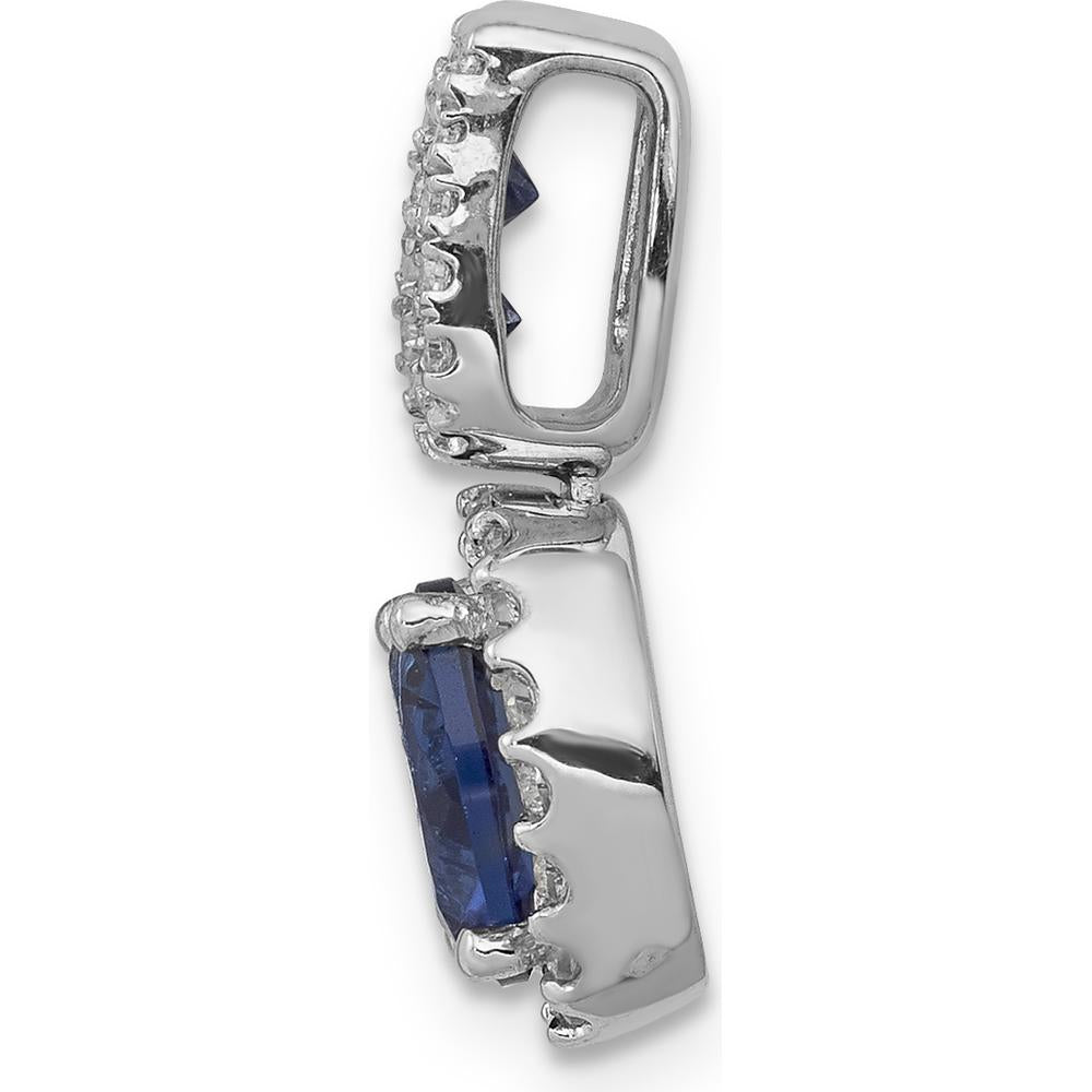 14K White Gold 1.16 Carat Oval Sapphire and Diamond Halo Pendant - 0.17 Carat Total Diamond Weight by Monteluci Fine Jewelry