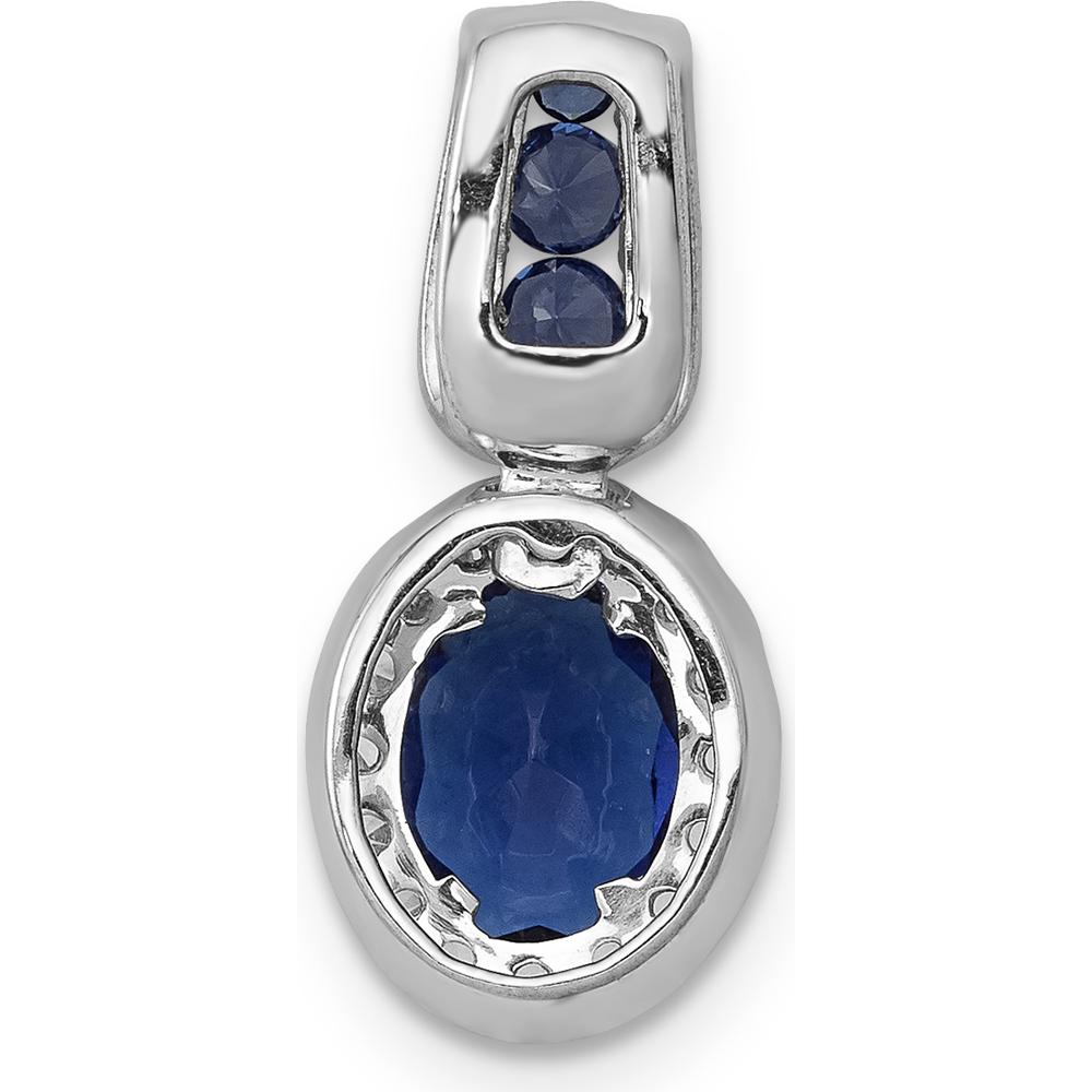 14K White Gold 1.16 Carat Oval Sapphire and Diamond Halo Pendant - 0.17 Carat Total Diamond Weight by Monteluci Fine Jewelry
