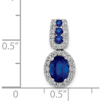 14K White Gold 1.16 Carat Oval Sapphire and Diamond Halo Pendant - 0.17 Carat Total Diamond Weight by Monteluci Fine Jewelry