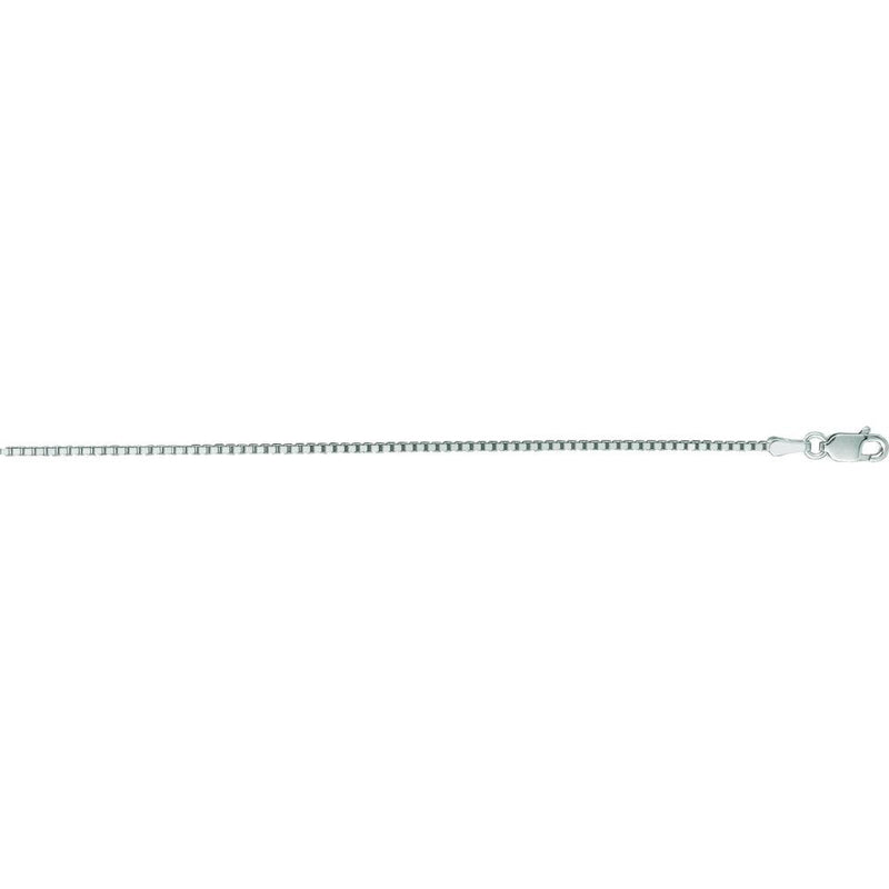 14K White Gold 1.1mm Classic Box Chain Necklace - 24" with Lobster Lock by Orozza Fine Jewelry